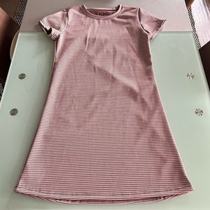 90s style red black houndstooth print a line tshirt casual knee length dress xl